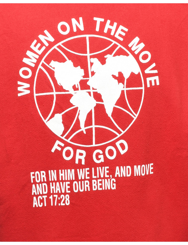 Jerzees Red Printed Sweatshirt - L