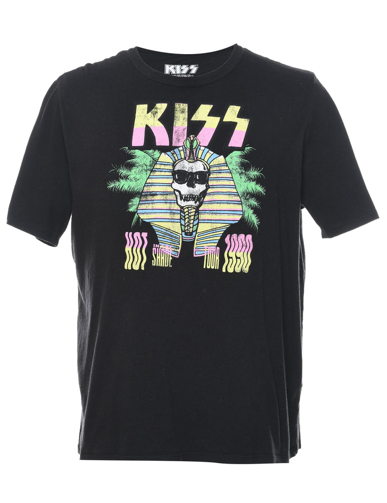 Kiss Black Printed Band T-shirt - XL