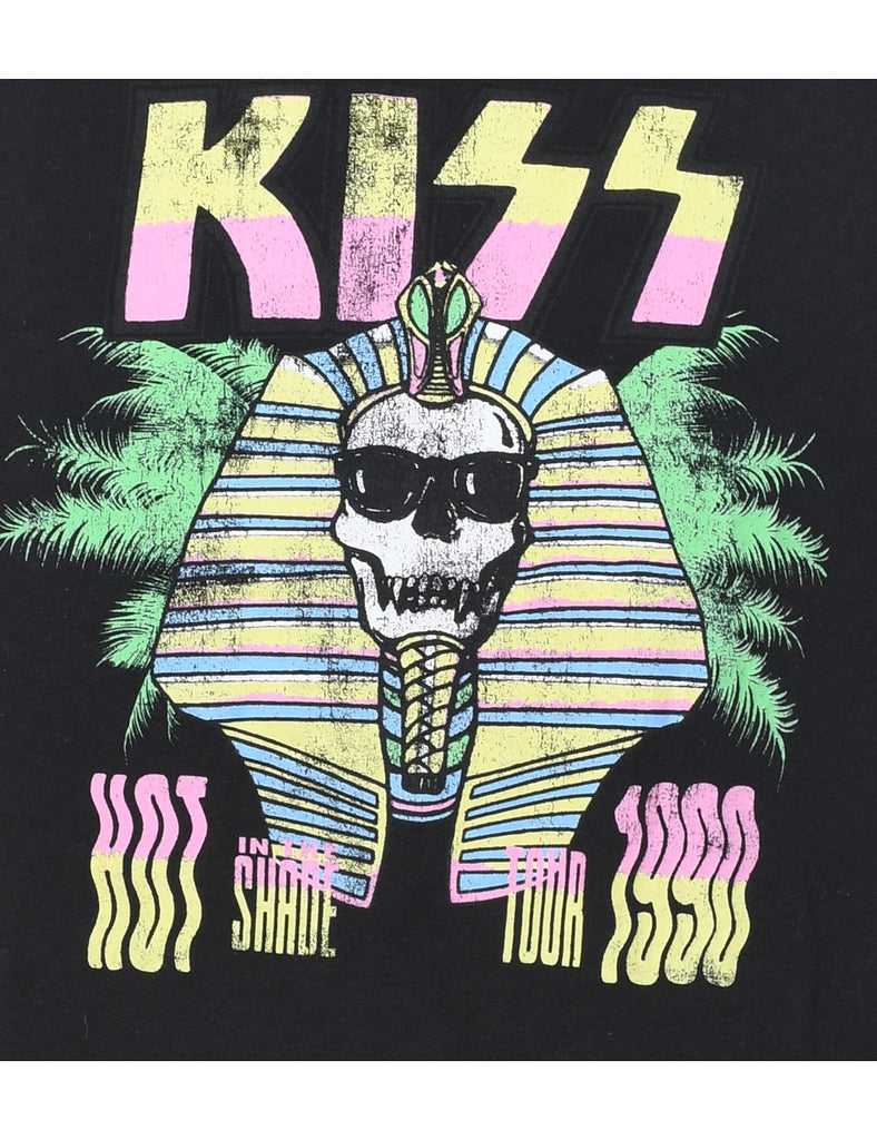 Kiss Black Printed Band T-shirt - XL