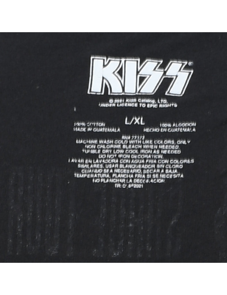 Kiss Black Printed Band T-shirt - XL
