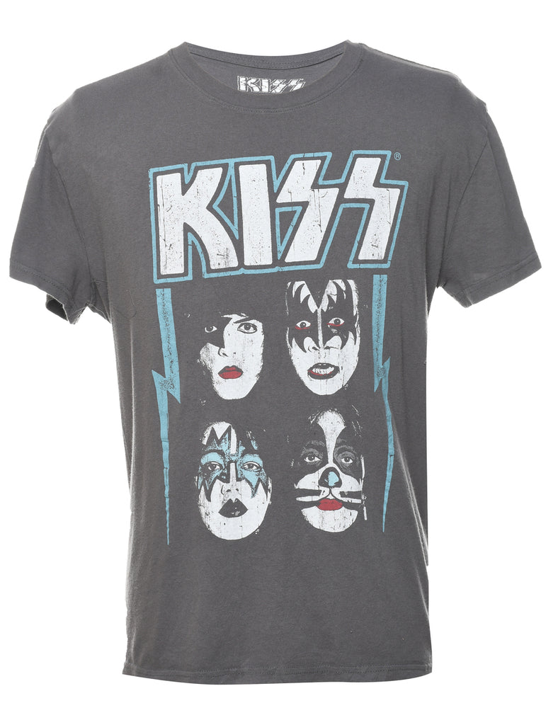 Kiss Grey & Light Blue Band T-shirt - XL
