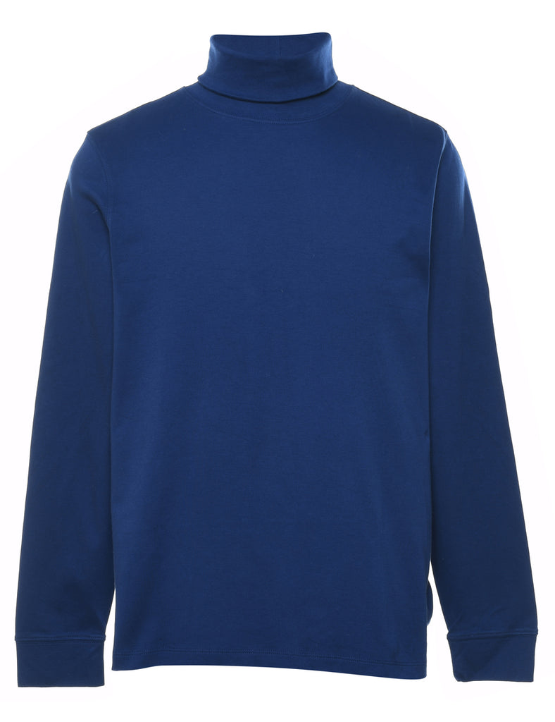L.L. Bean Plain Blue High-Neck T-shirt - L