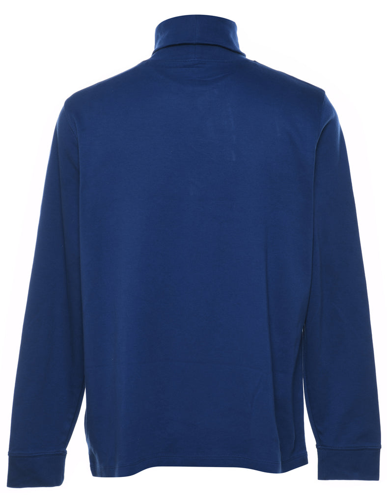 L.L. Bean Plain Blue High-Neck T-shirt - L