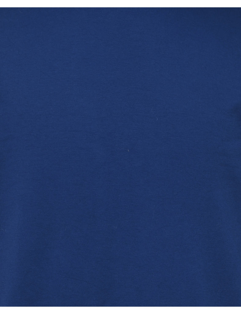 L.L. Bean Plain Blue High-Neck T-shirt - L