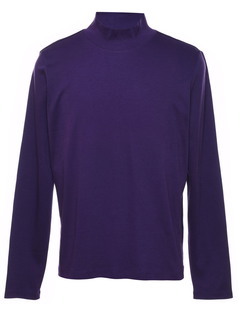L.L. Bean Plain Purple High Neck T-shirt - L
