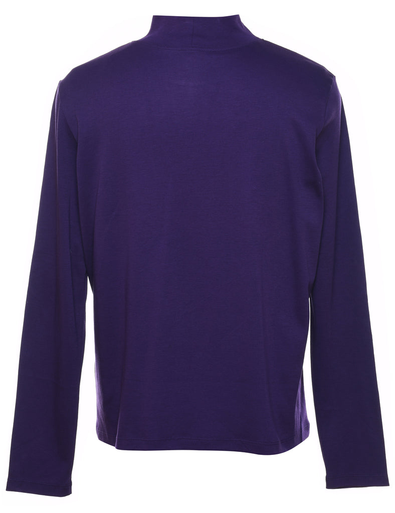 L.L. Bean Plain Purple High Neck T-shirt - L