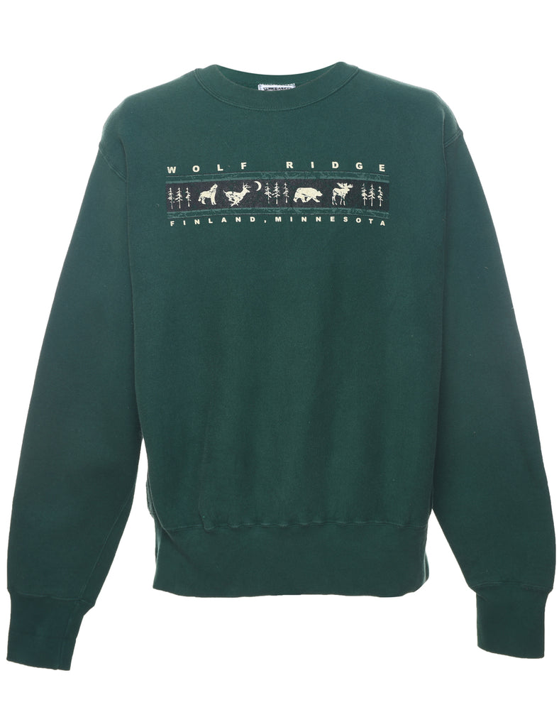 Lee Wolf Ridge Dark Green Embroidered Sweatshirt - L