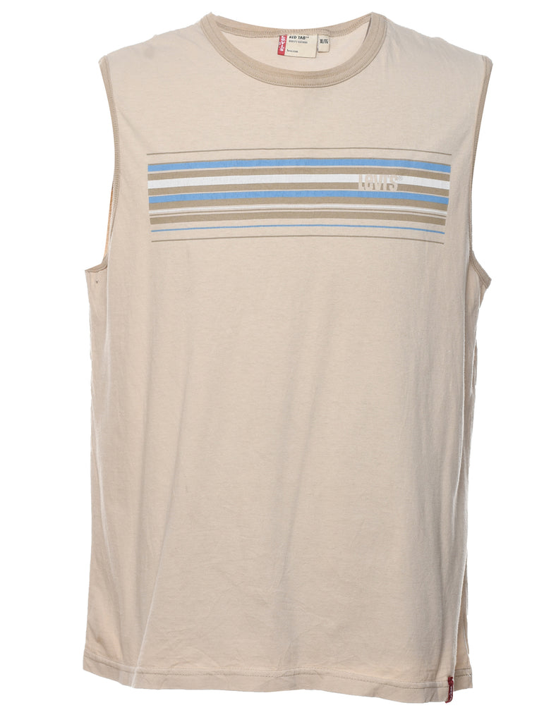 Levi's Beige & Blue Striped Vest - XL