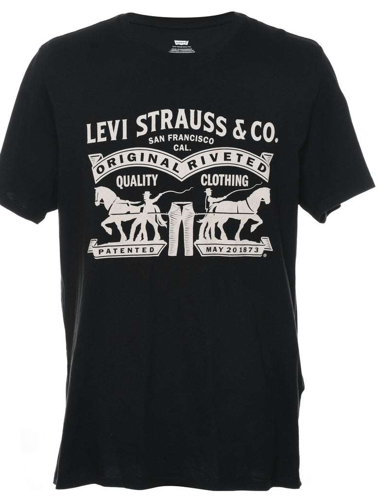 Levi's Black & Off-White Printed T-shirt - XL