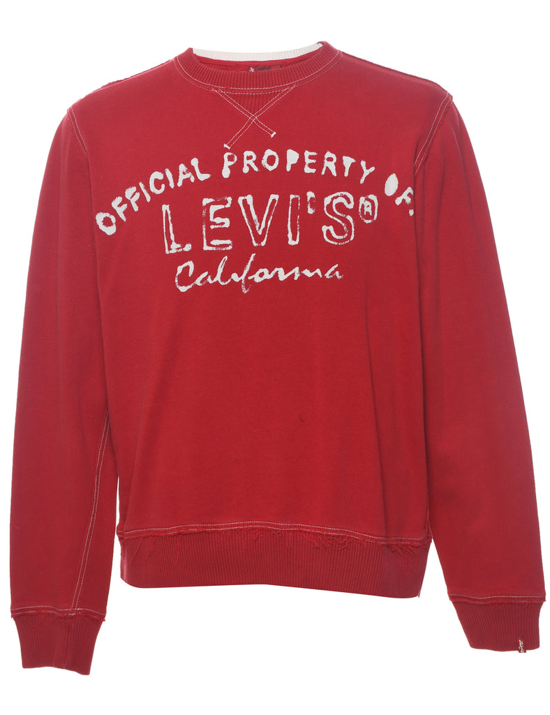 Levi's Red & White Embroidered Sweatshirt - M