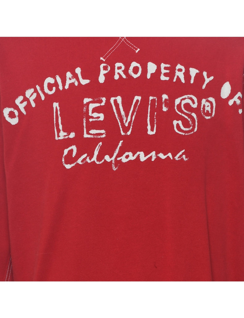 Levi's Red & White Embroidered Sweatshirt - M