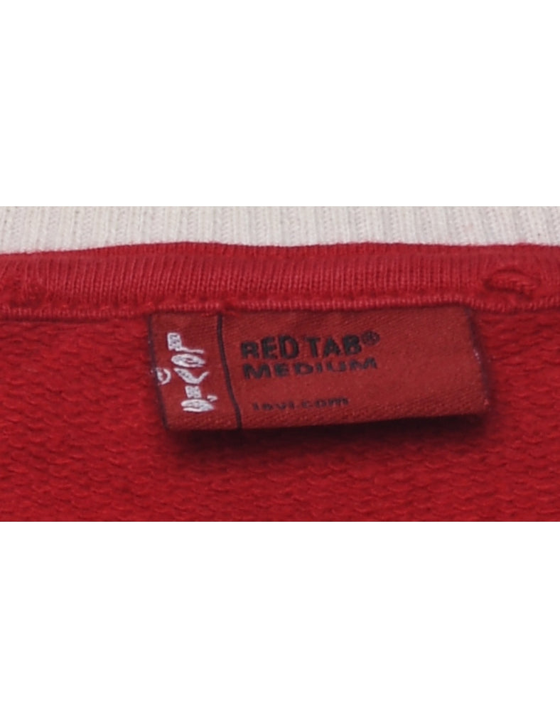 Levi's Red & White Embroidered Sweatshirt - M