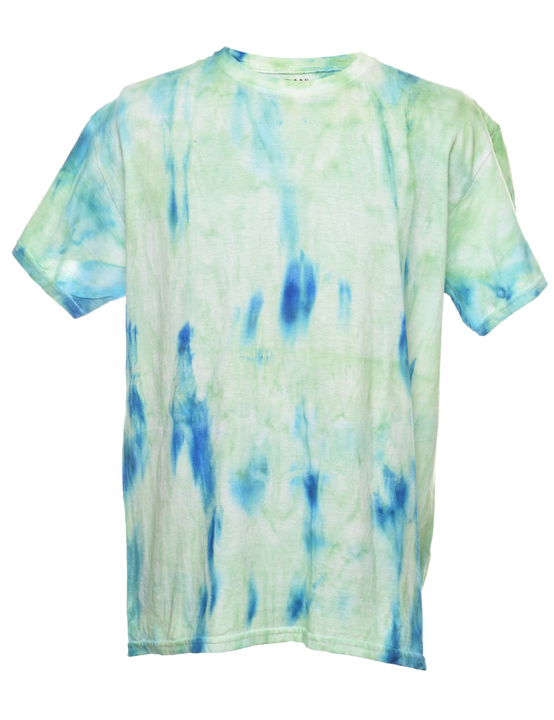 Light Blue & Light Green Tie Dye T-Shirt - L