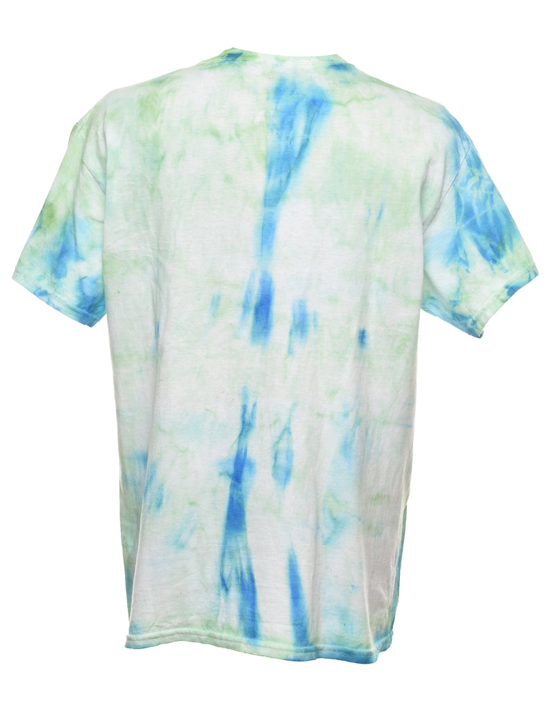 Light Blue & Light Green Tie Dye T-Shirt - L