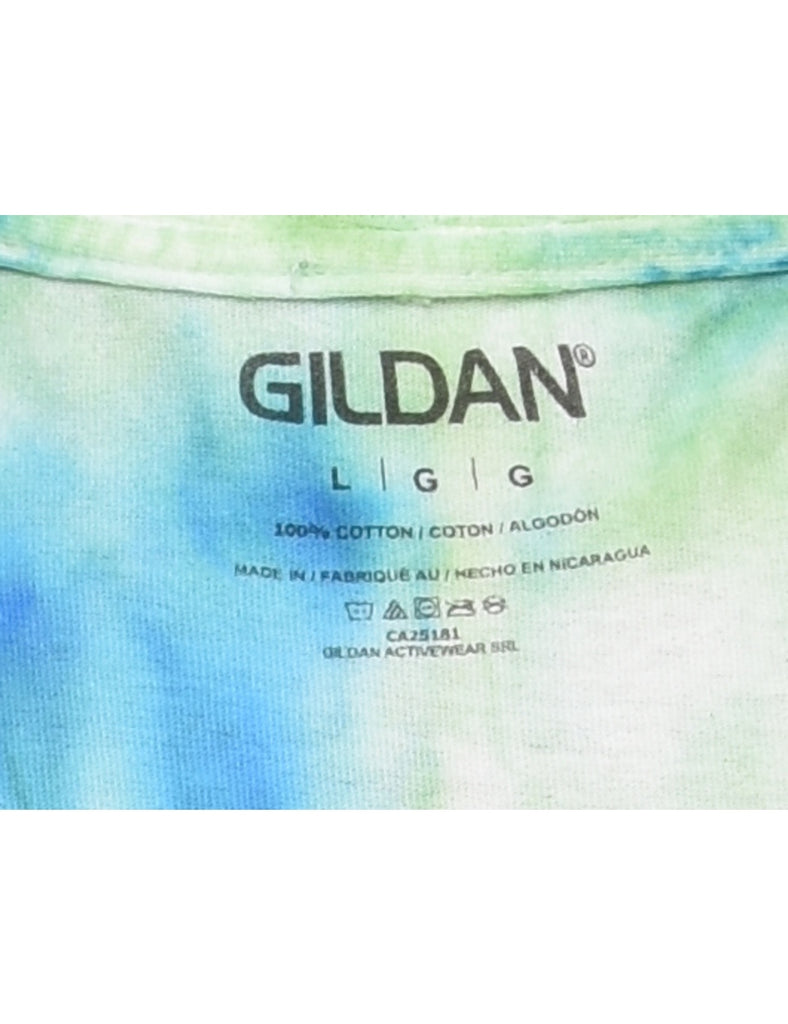 Light Blue & Light Green Tie Dye T-Shirt - L