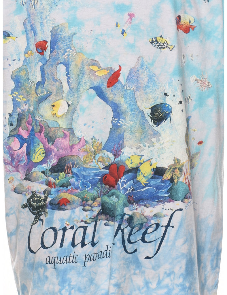 Light Blue Multi-Colour Liquid Blue Coral Reef T-shirt - XL