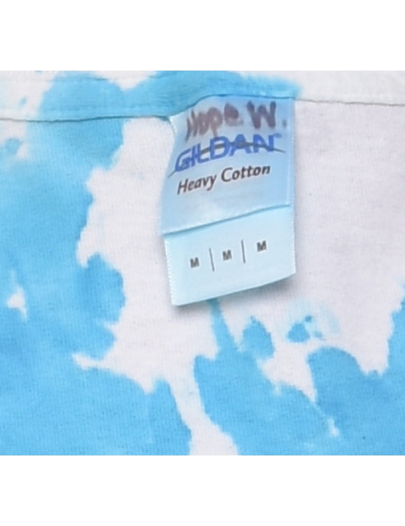 Light Blue & White Tie Dye T-shirt - M