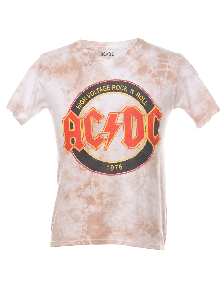 Unisex Light Brown AC/DC Tie Dye Band T-shirt Brown, S | Beyond Retro ...