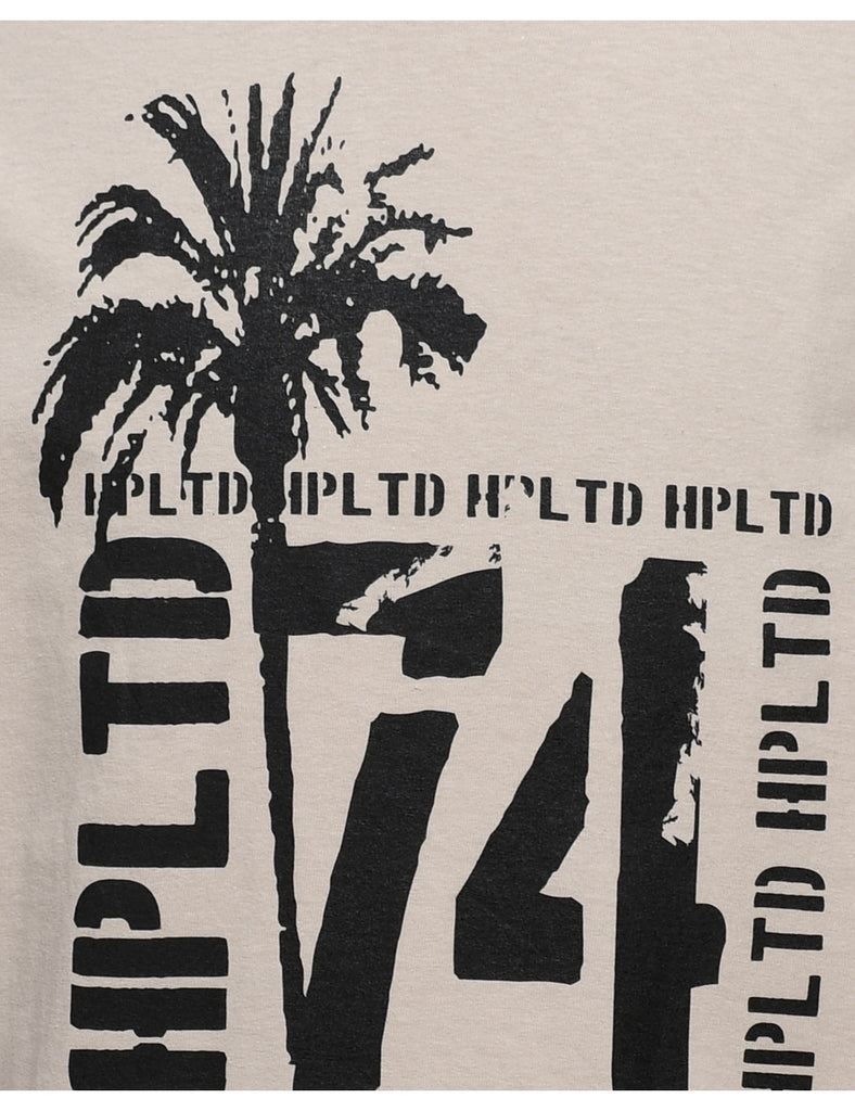 Light Brown & Black Printed T-shirt - M