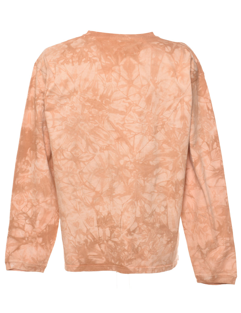 Light Brown Deer Print Tie Dye Animal T-shirt - L