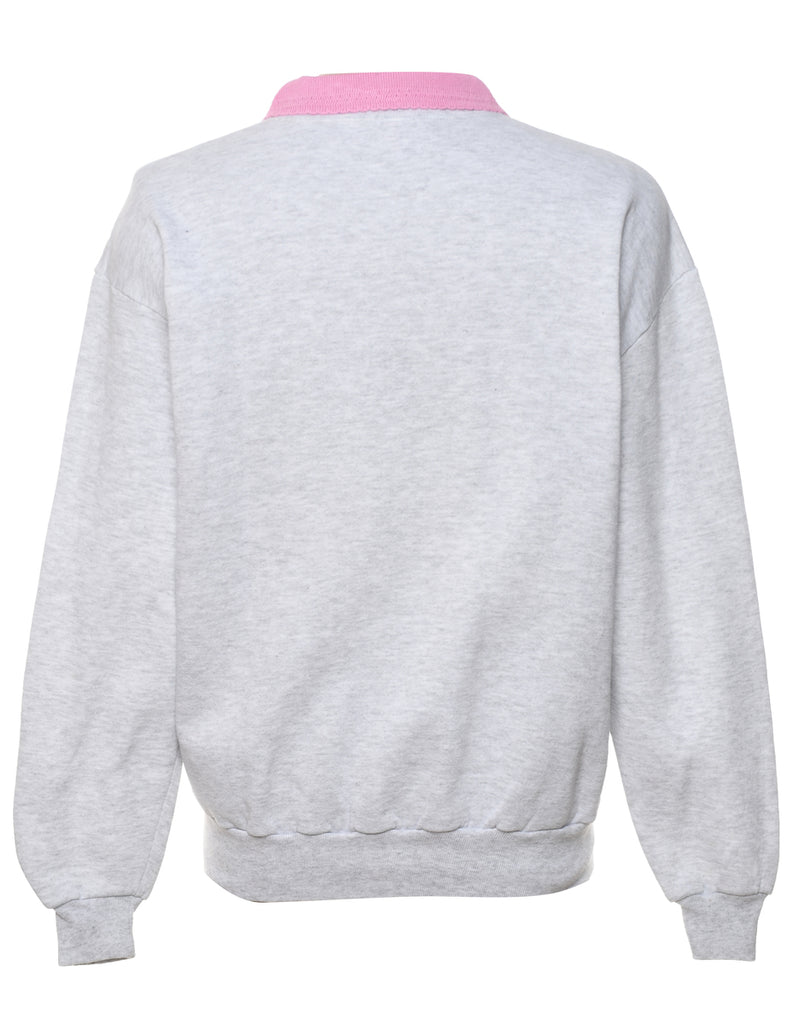 Light Grey 1990s Contrast Collar Sweatshirt - L
