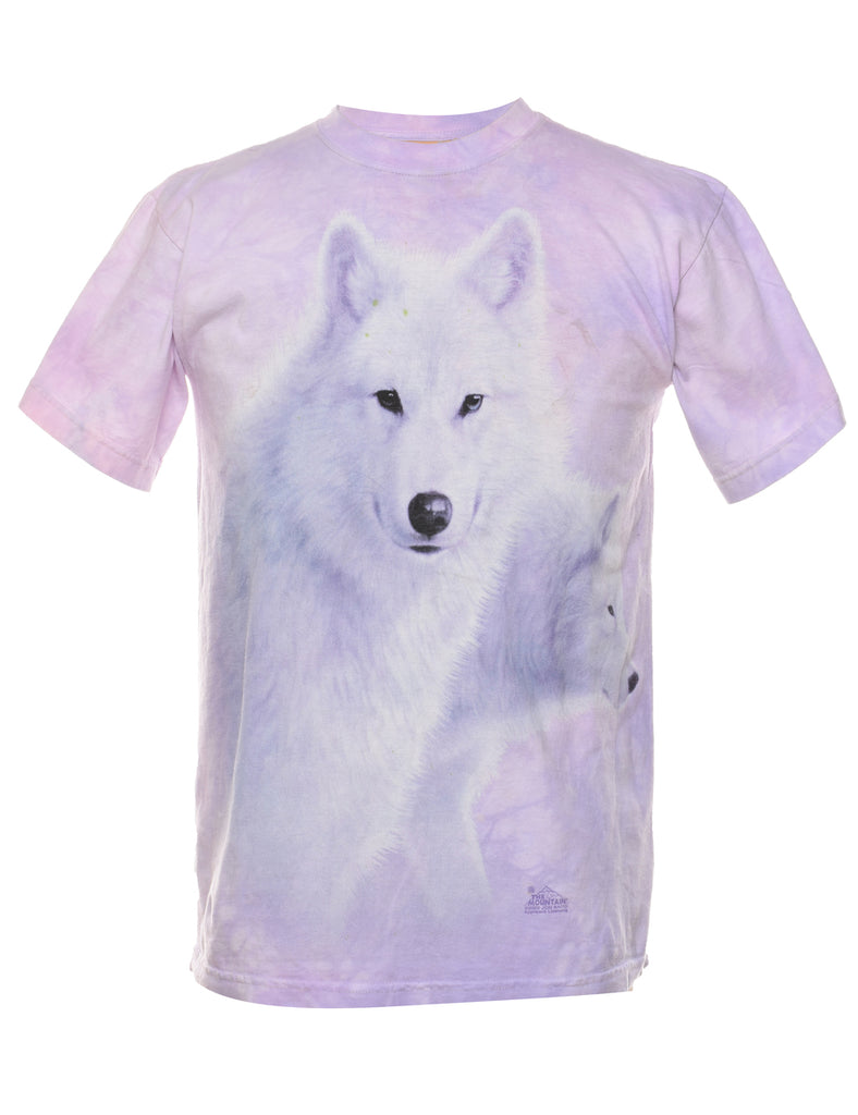 Lilac The Mountain Snowy Wolf Animal T-shirt - M