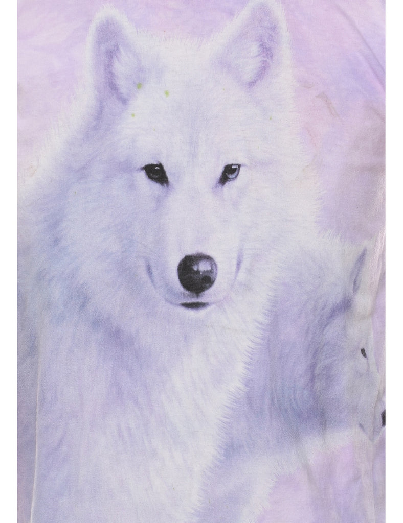 Lilac The Mountain Snowy Wolf Animal T-shirt - M