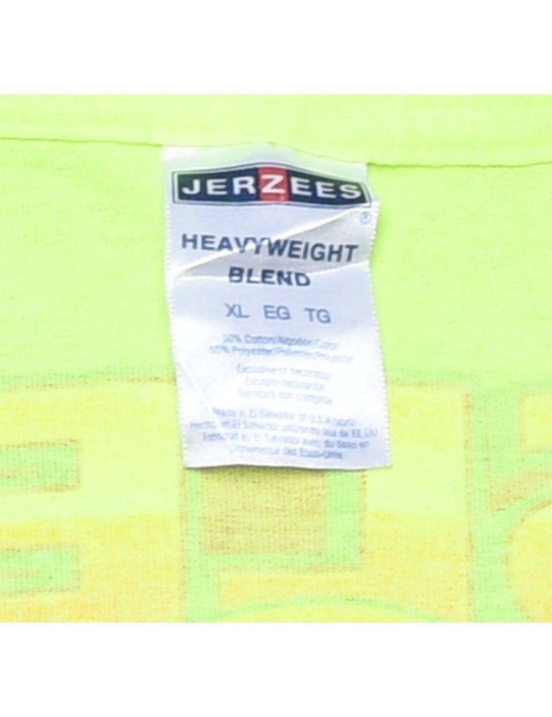 Lime Green Car Design Printed T-shirt - XL