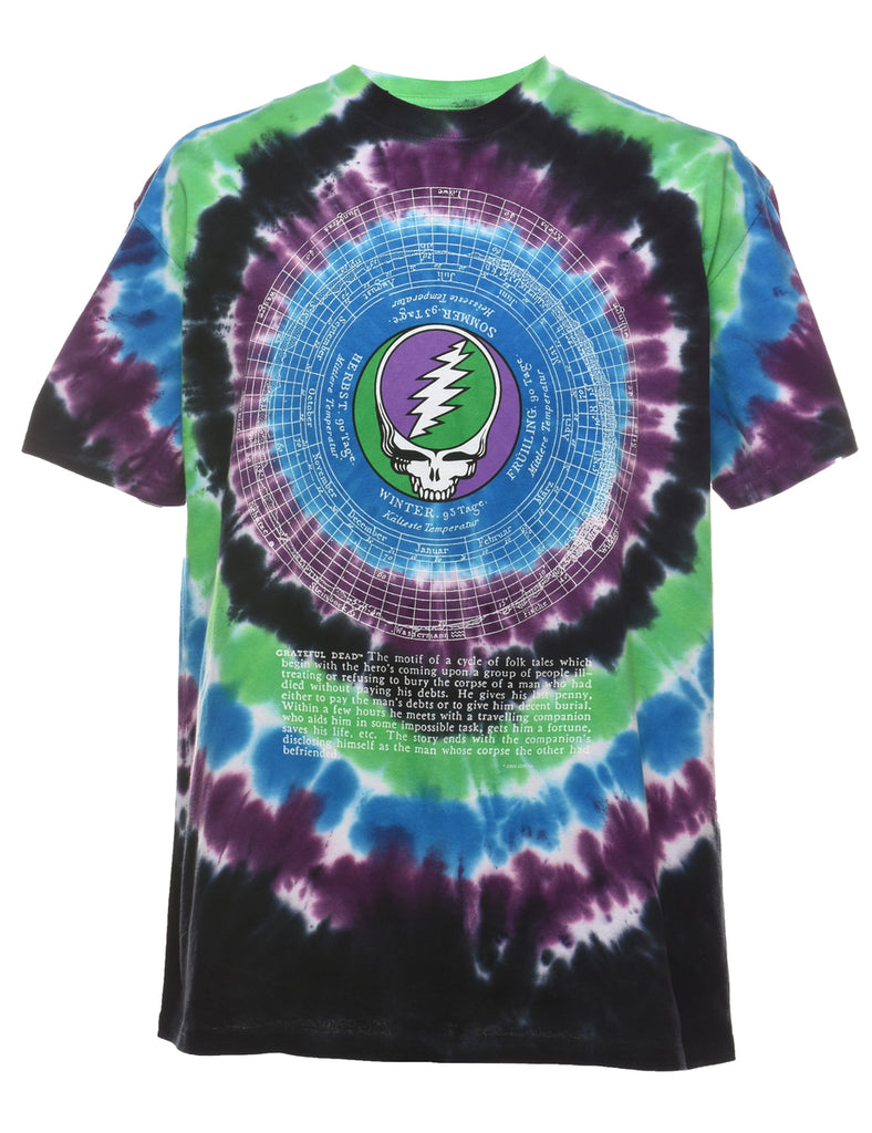 Liquid Blue Grateful Design Multi-Colour Tie Dye T-shirt - L