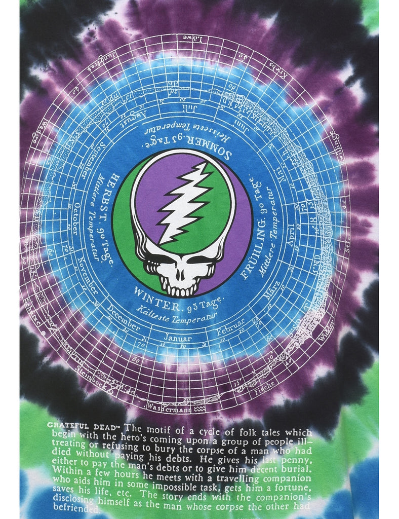 Liquid Blue Grateful Design Multi-Colour Tie Dye T-shirt - L