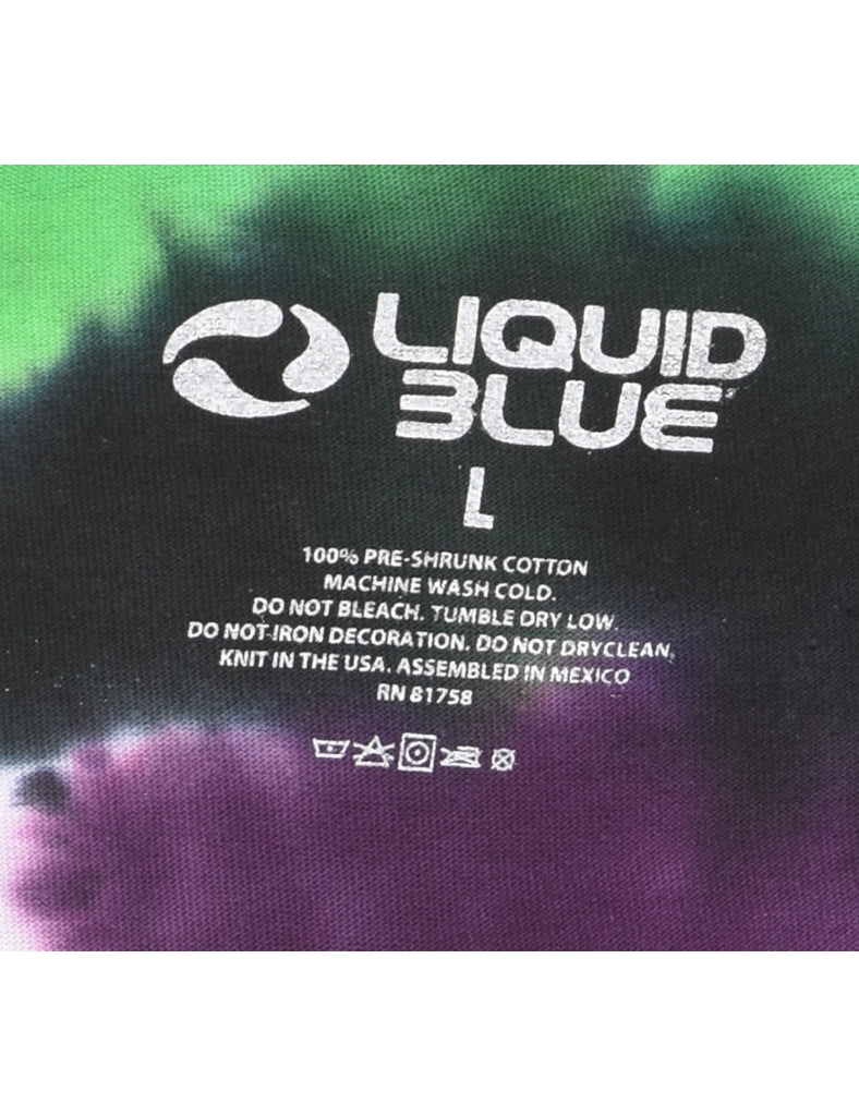 Liquid Blue Grateful Design Multi-Colour Tie Dye T-shirt - L