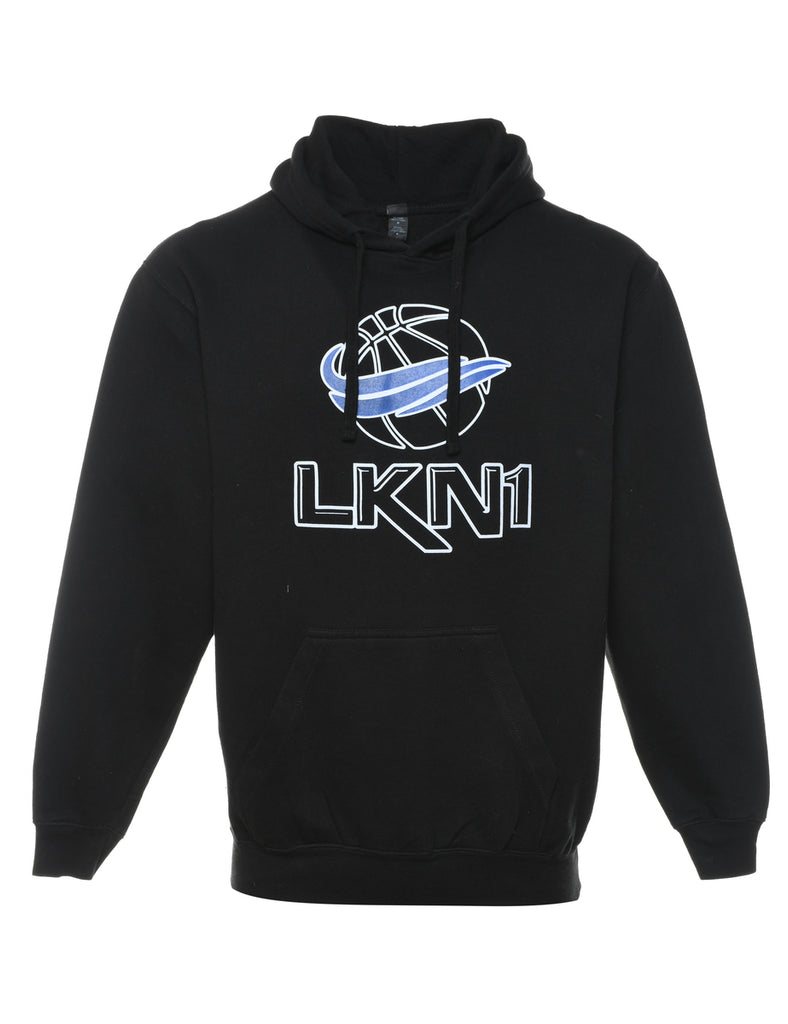 LKN1 Black & Purple Printed Hoodie - M