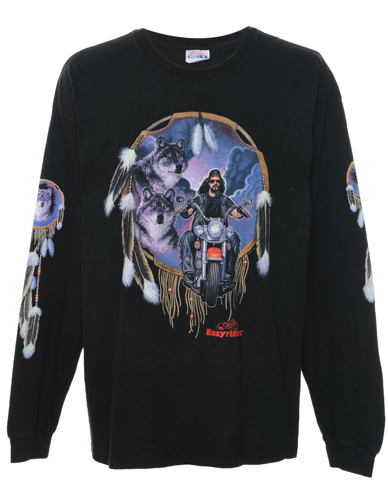 Long Sleeved Easy Riders Printed T-shirt - XL