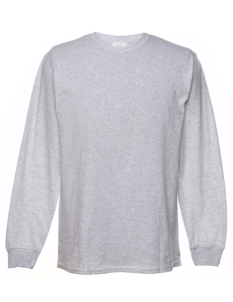 Long Sleeved Marl Grey Plain T-shirt - M