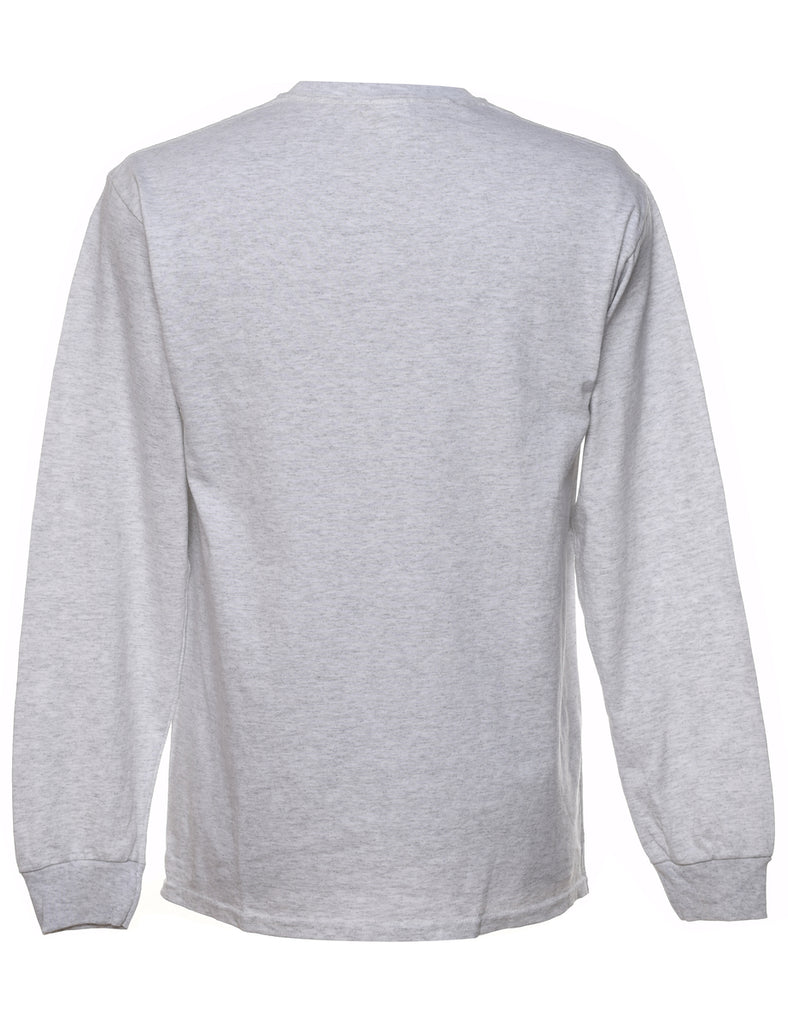 Long Sleeved Marl Grey Plain T-shirt - M