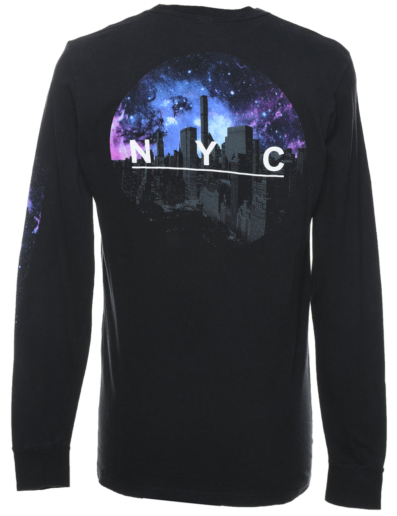 Long Sleeved NYC Black Printed T-shirt - S