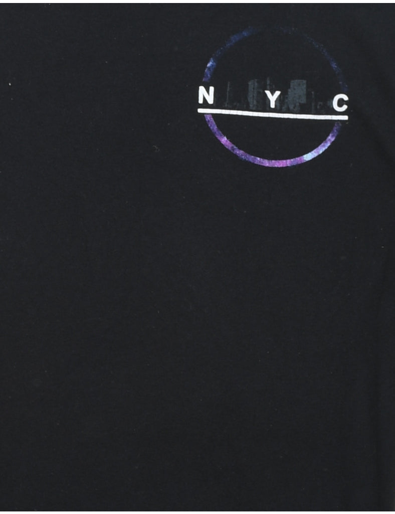 Long Sleeved NYC Black Printed T-shirt - S