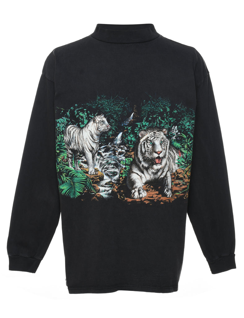 Long Sleeved Tiger Design T-shirt - XL