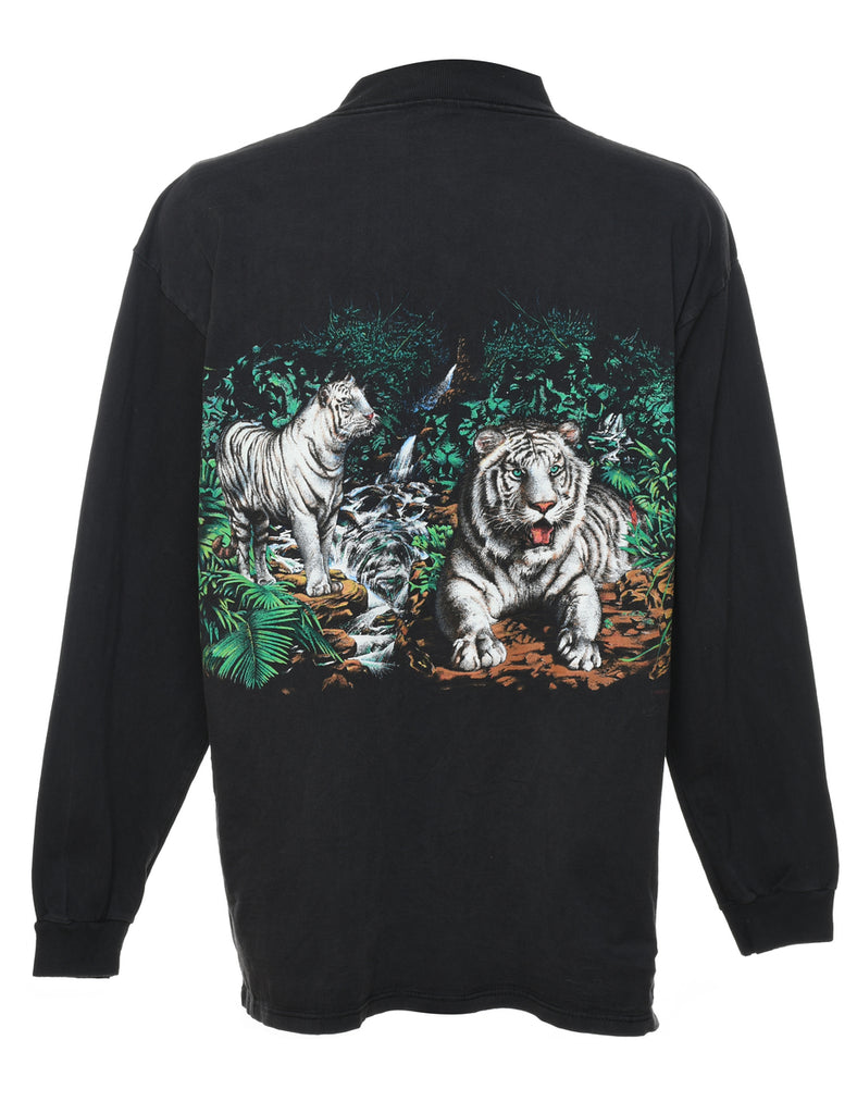 Long Sleeved Tiger Design T-shirt - XL