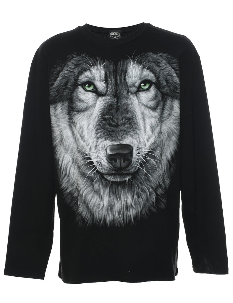 Long Sleeved Wolf Animal T-shirt - XL