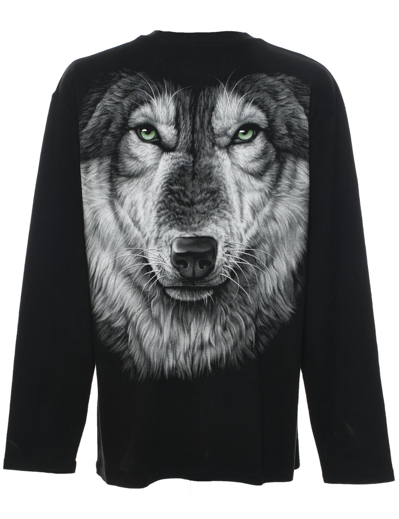 Long Sleeved Wolf Animal T-shirt - XL