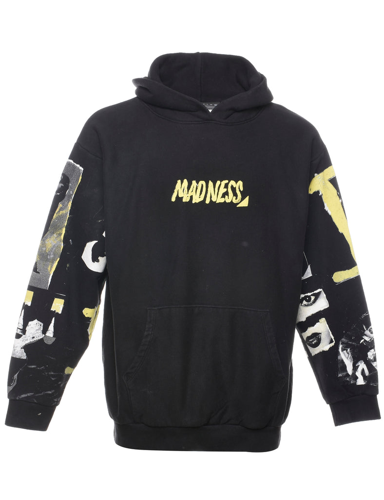 Madness Black & Yellow Printed Hoodie - XXL