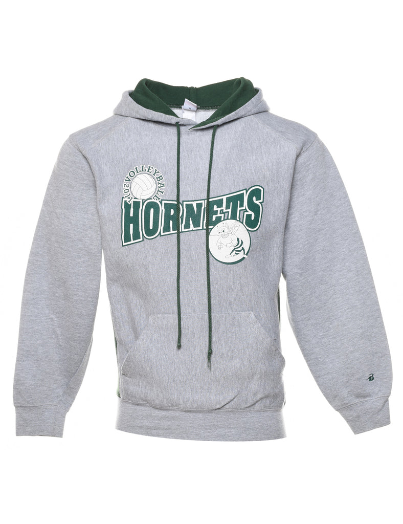 Marl Grey & Dark Green Hornets Printed Hoodie - S
