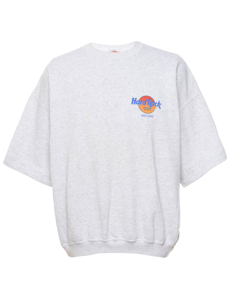 Marl Grey Hard Rock 1980s Printed Sweatshirt - XL