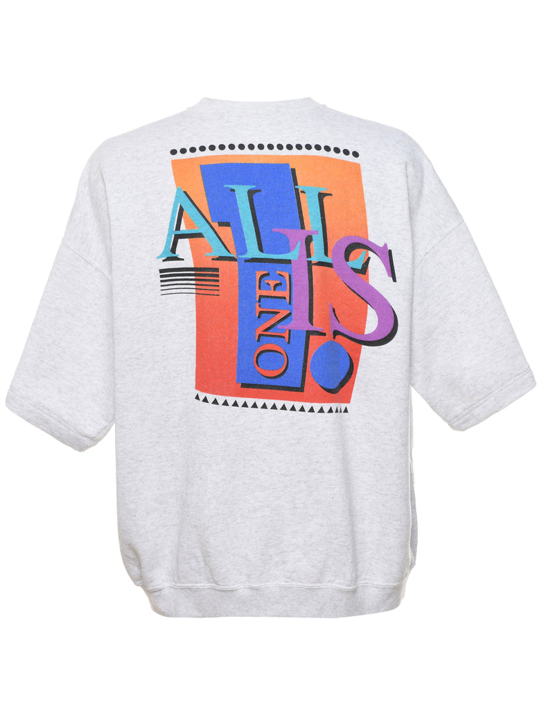 Marl Grey Hard Rock 1980s Printed Sweatshirt - XL