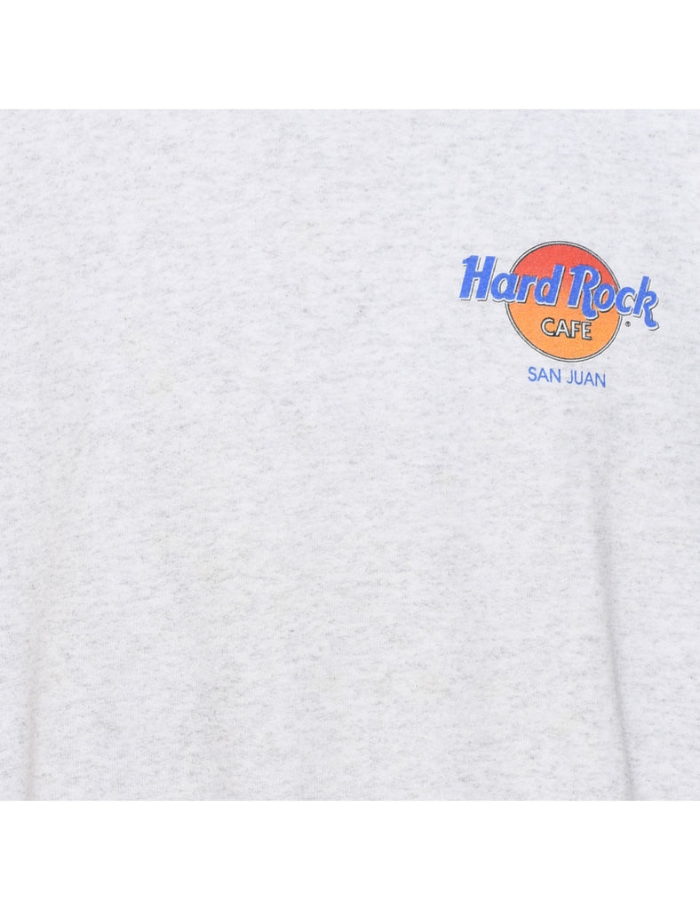 Marl Grey Hard Rock 1980s Printed Sweatshirt - XL