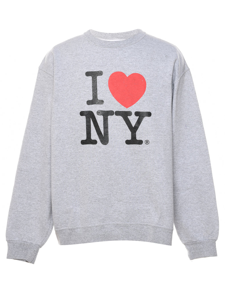 Marl Grey I Love NY Printed Sweatshirt - L