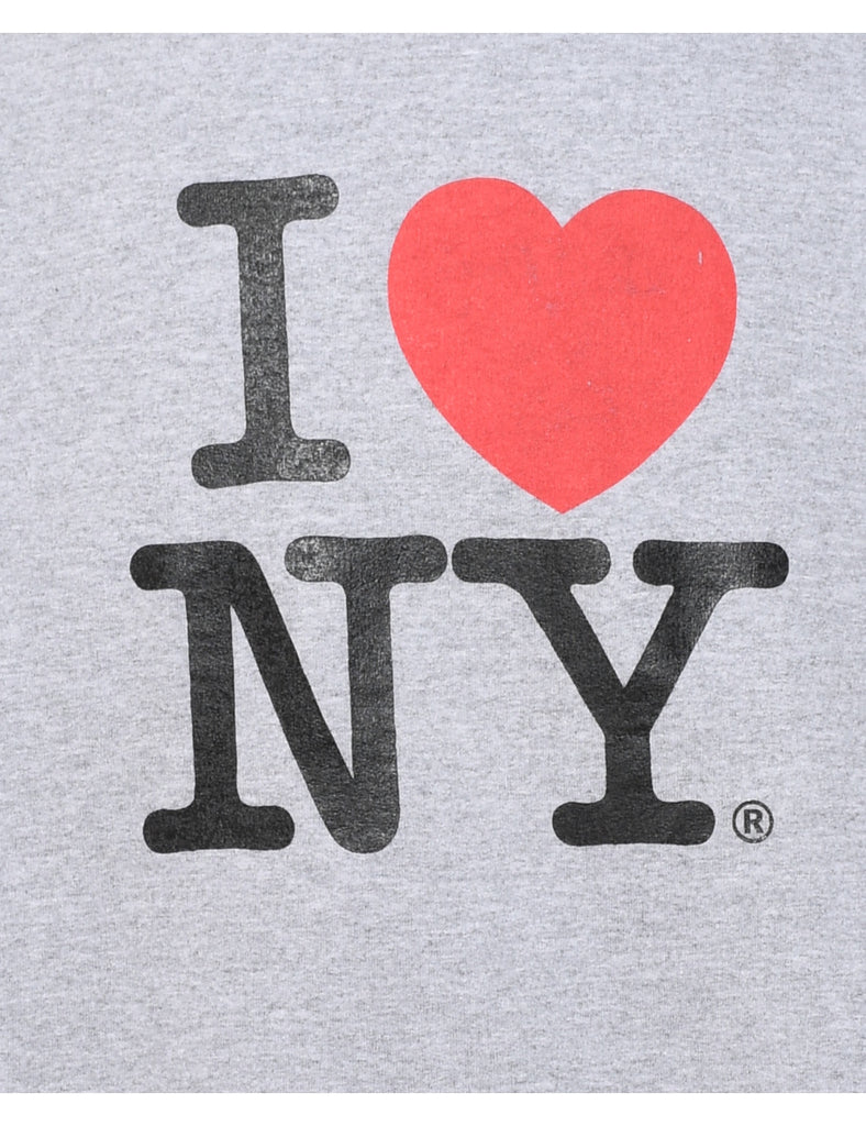Marl Grey I Love NY Printed Sweatshirt - L