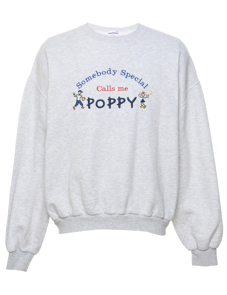 Marl Grey Somebody Special Calls Me Poppy Sweatshirt - XL