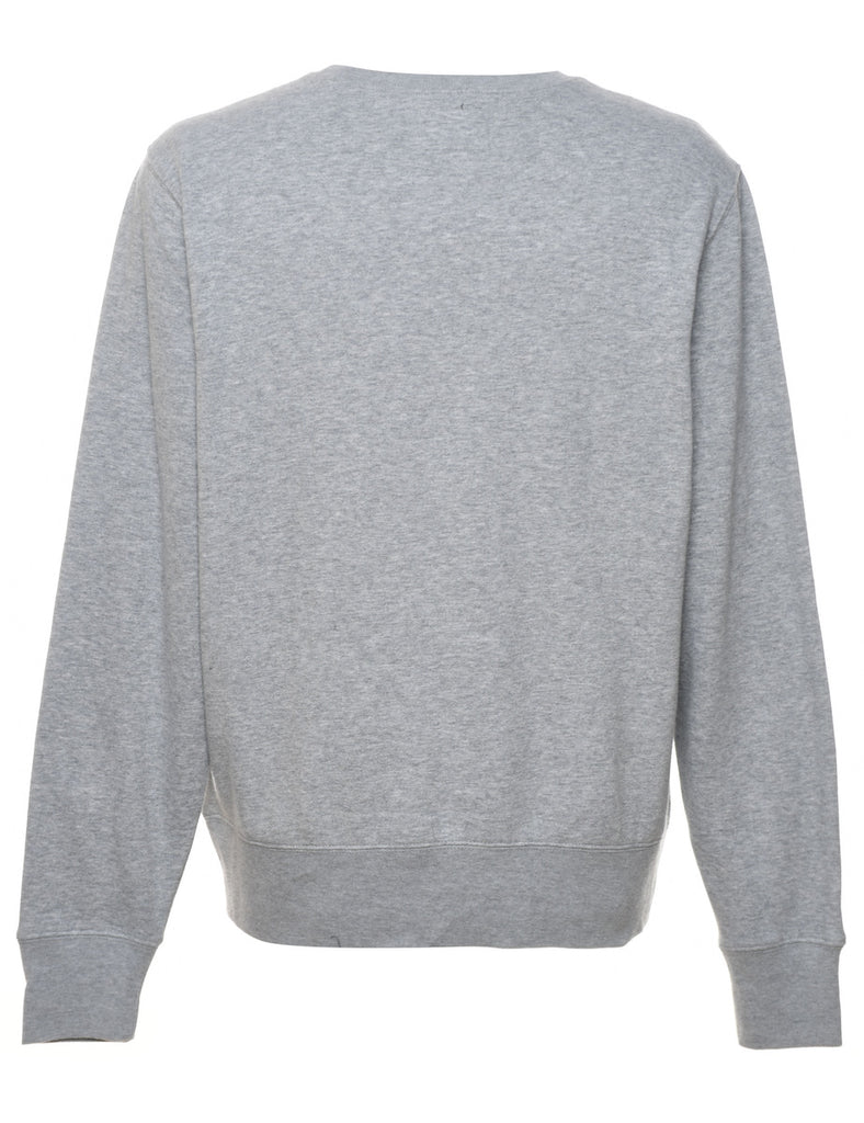 Marl Grey Wolf Printed Sweatshirt - L